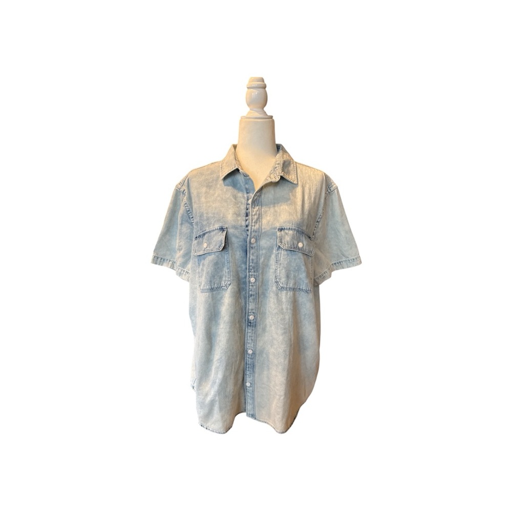 Express Denim Blue Casual Button Down Shirt